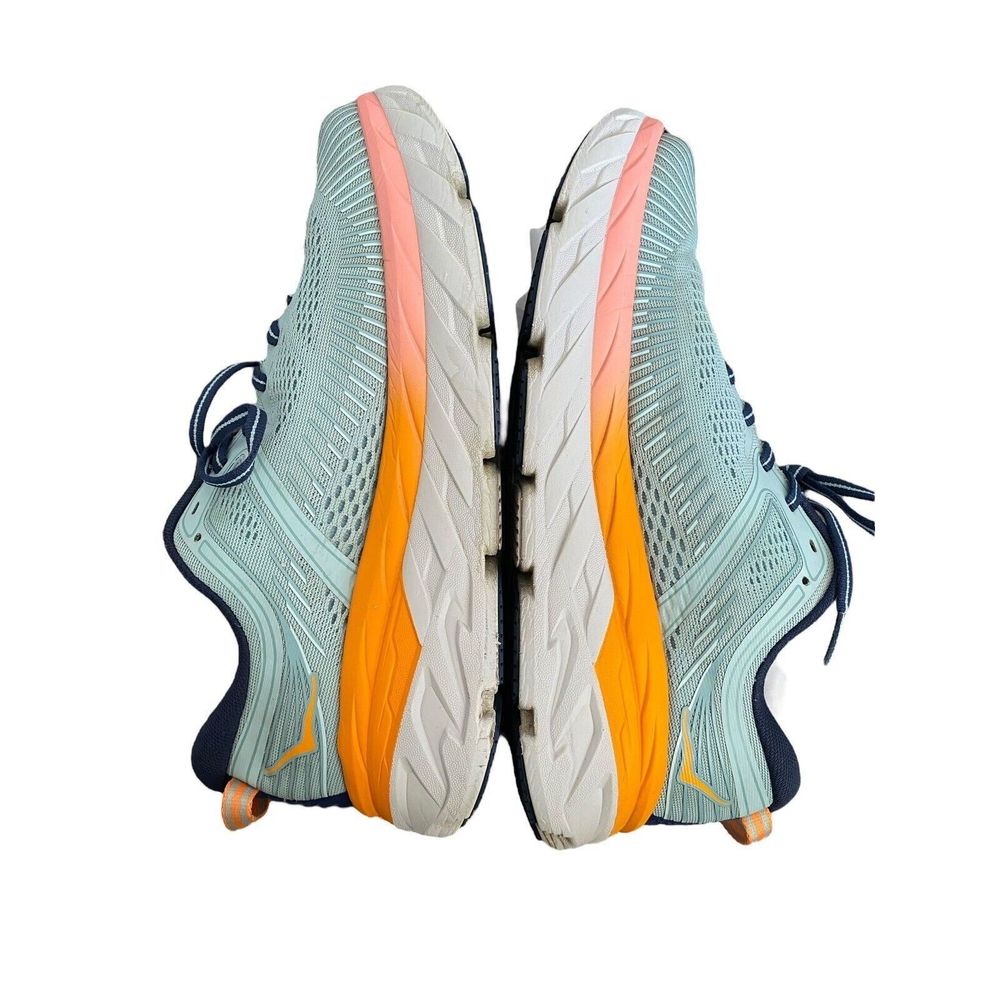 Hoka One One Womens 8.5 Bondi 7 Running Walking Cushion Comfy Workout Blue Shoes - Picture 10 of 13